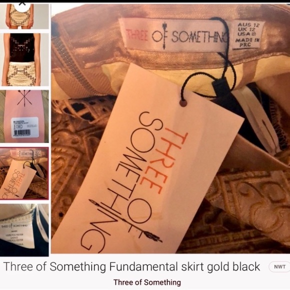 ❤️’Three of Something’ Australian brand. Gold & Black cutout Mini- Skirt ❤… - Picture 2 of 11
